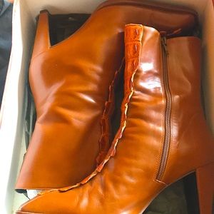 Genuine crocodile and leather boots, size 7.5 us.
